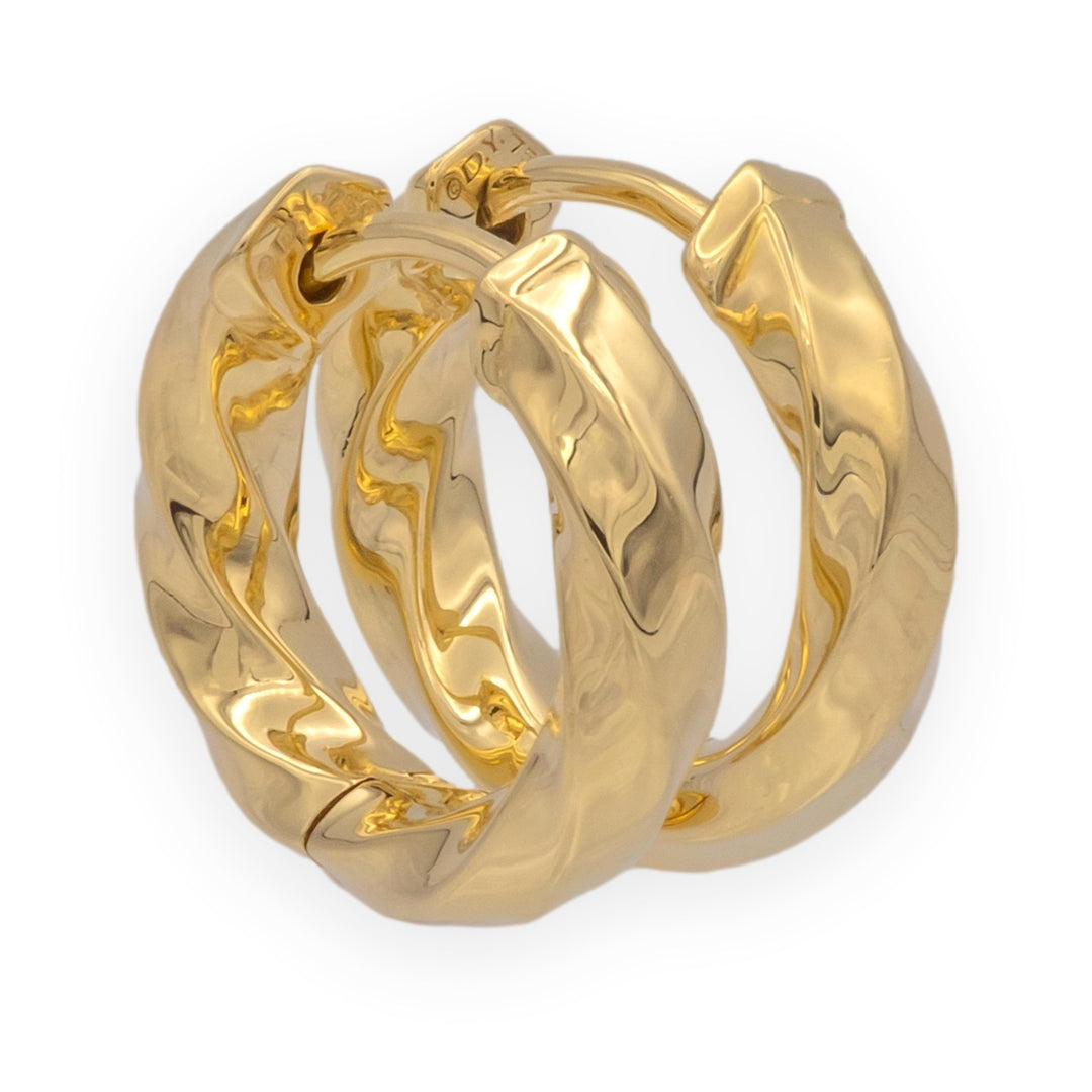 David Yurman 18K Yellow Gold Twisted Cable Hoop Earrings