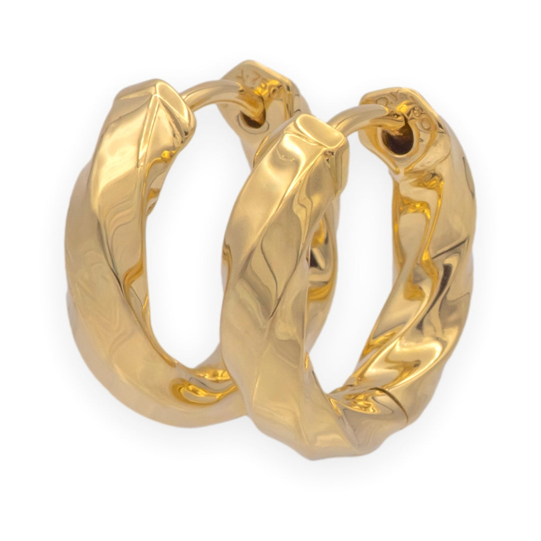 David Yurman 18K Yellow Gold Twisted Cable Hoop Earrings