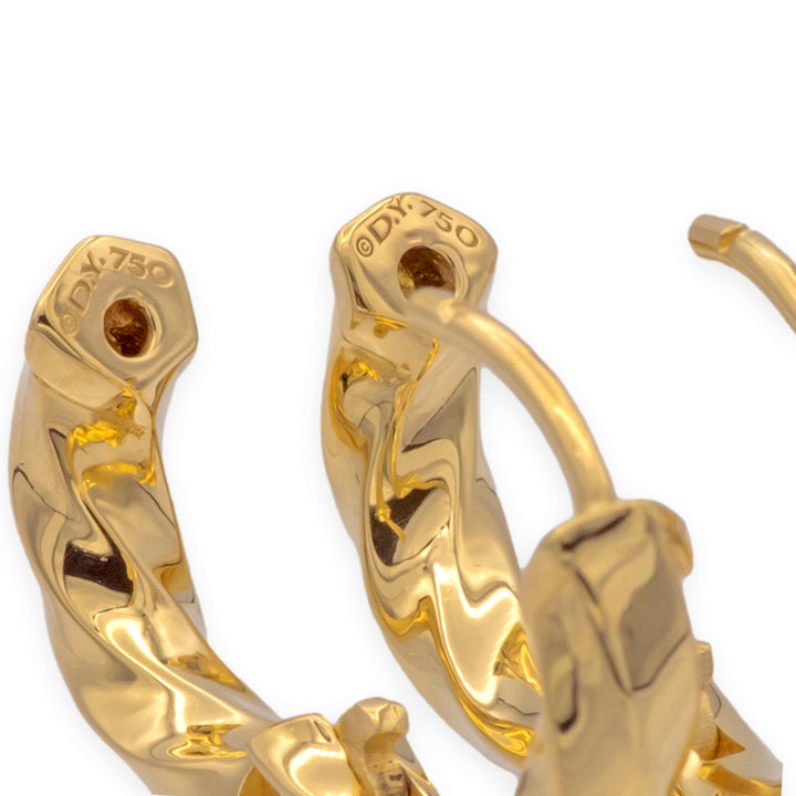David Yurman 18K Yellow Gold Twisted Cable Hoop Earrings
