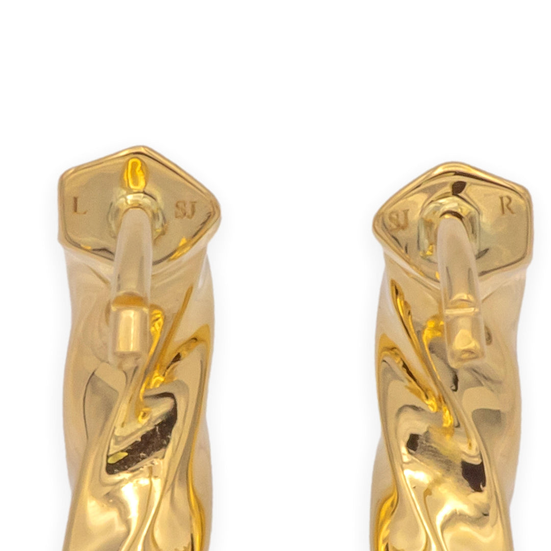 David Yurman 18K Yellow Gold Twisted Cable Hoop Earrings