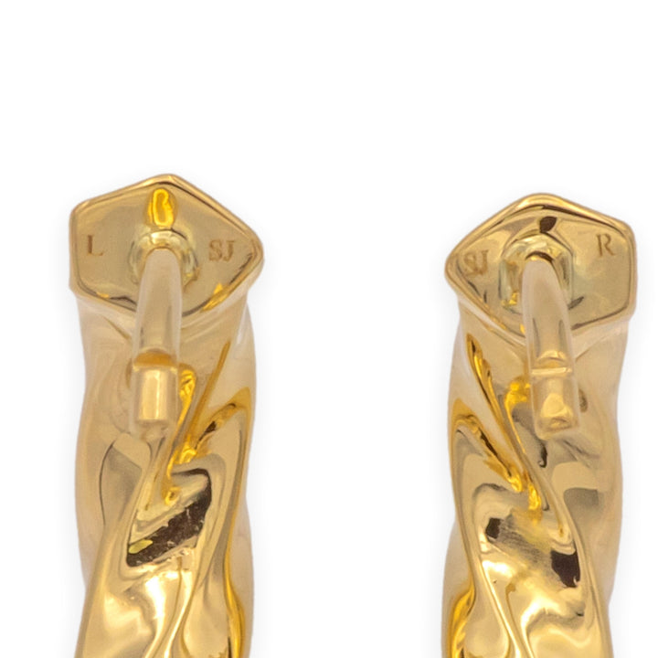 David Yurman 18K Yellow Gold Twisted Cable Hoop Earrings