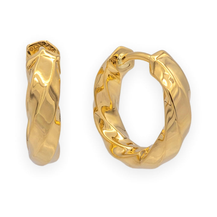 David Yurman 18K Yellow Gold Twisted Cable Hoop Earrings