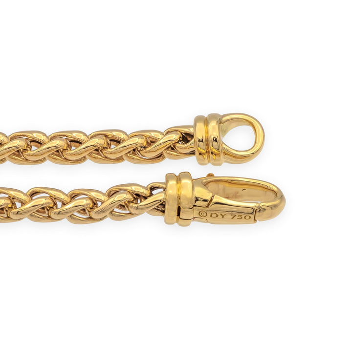 David Yurman 18K Yellow Gold Wheat Bracelet – 7.5"