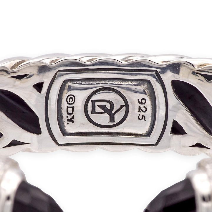David Yurman Waverly Sterling Silver Cable Cuff, Onyx and Diamond, 15mm, Med