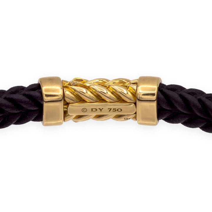 David Yurman Chevron Black Rubber & 18K Yellow Gold Bracelet — 9mm
