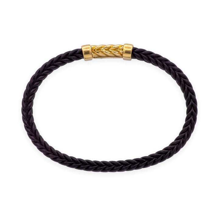 David Yurman Chevron Black Rubber & 18K Yellow Gold Bracelet — 9mm