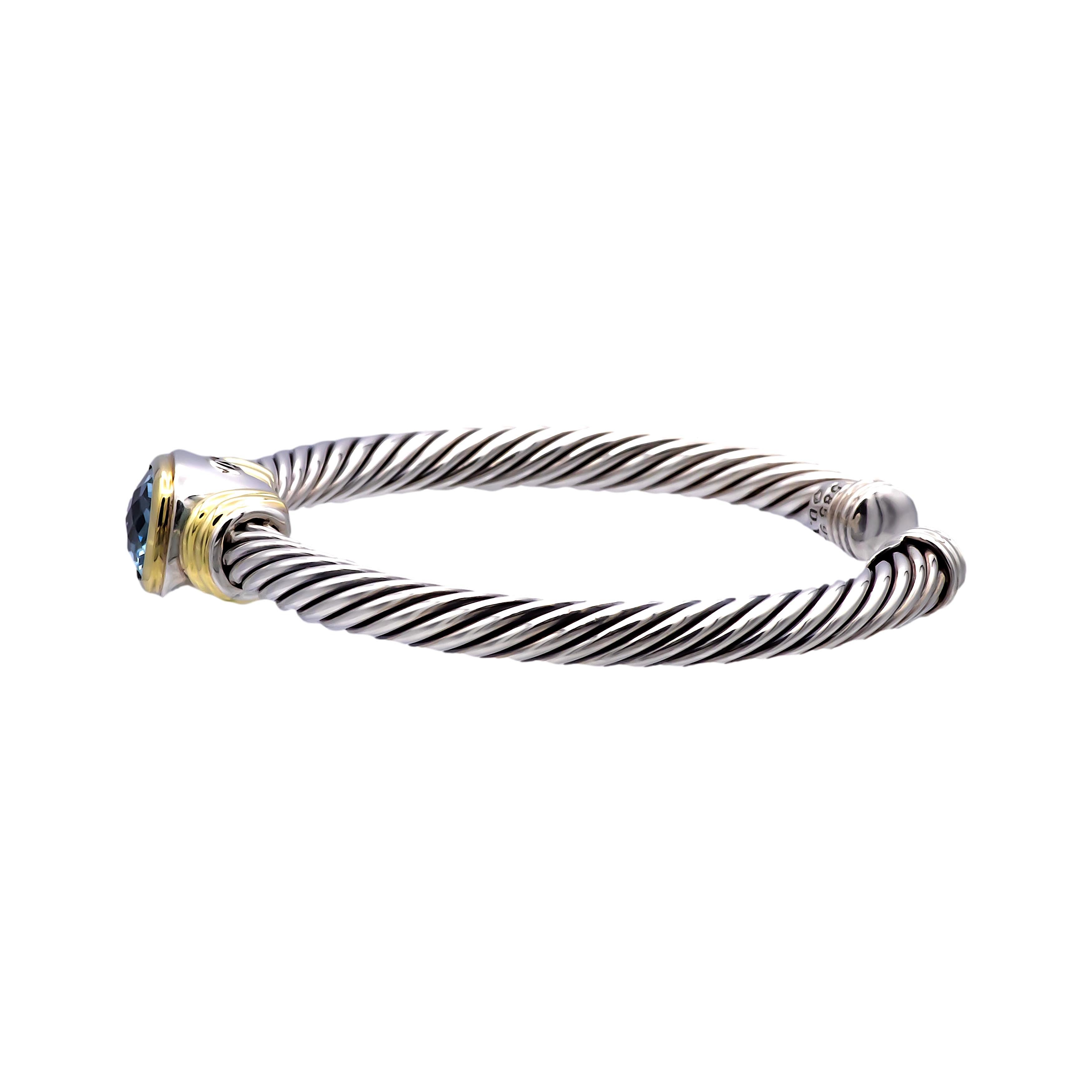 David Yurman Silver Noblesse 14k Yellow Gold Silver Cable Blue Topaz O The Diamond Oak