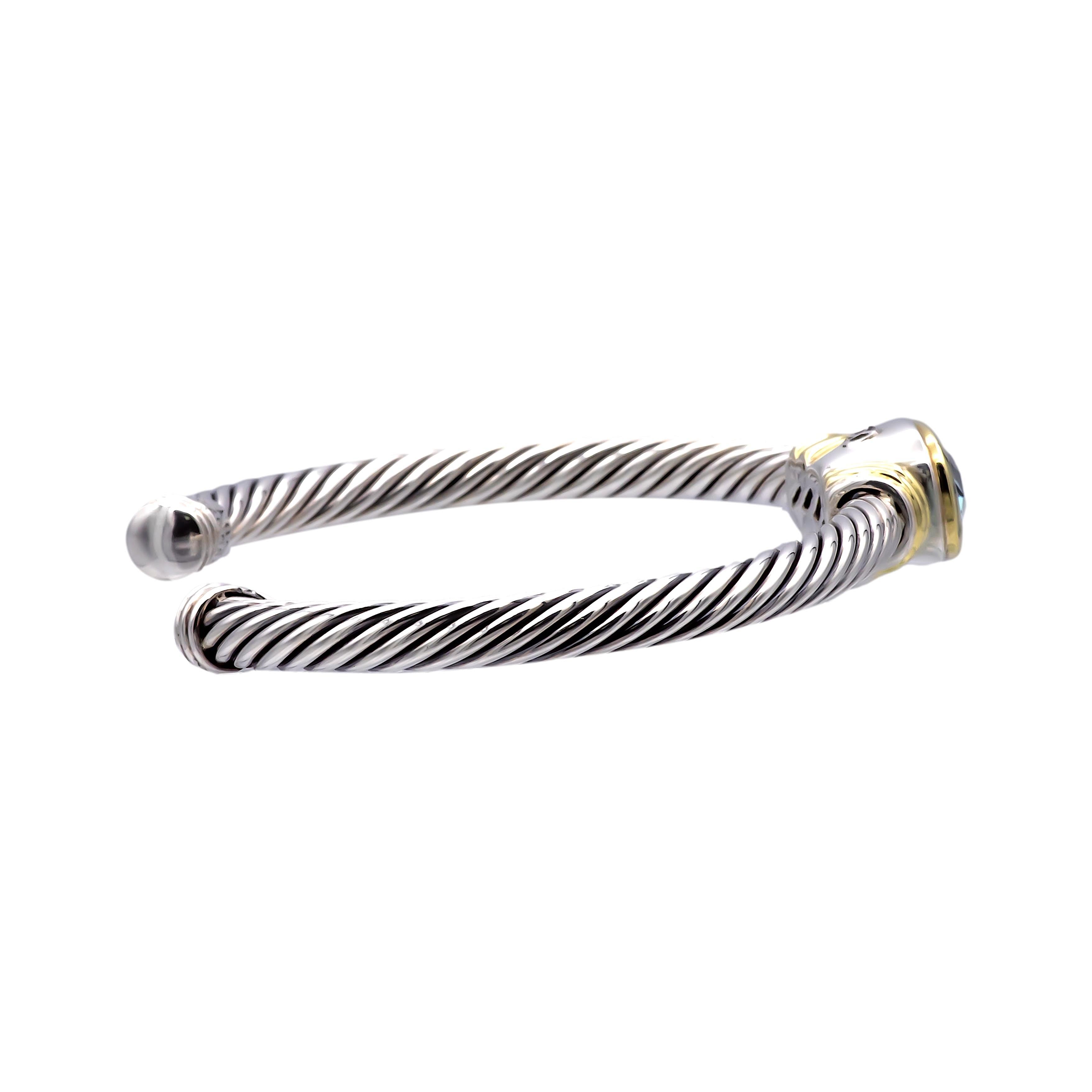 David Yurman Silver Noblesse 14k Yellow Gold Silver Cable Blue Topaz O The Diamond Oak