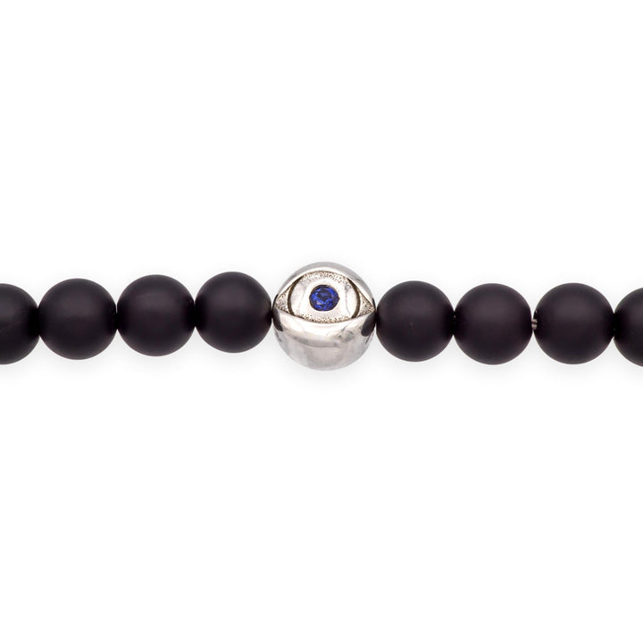 David Yurman Spiritual Beads Evil Eye Sterling Silver Onyx Sapphire Bracelet M