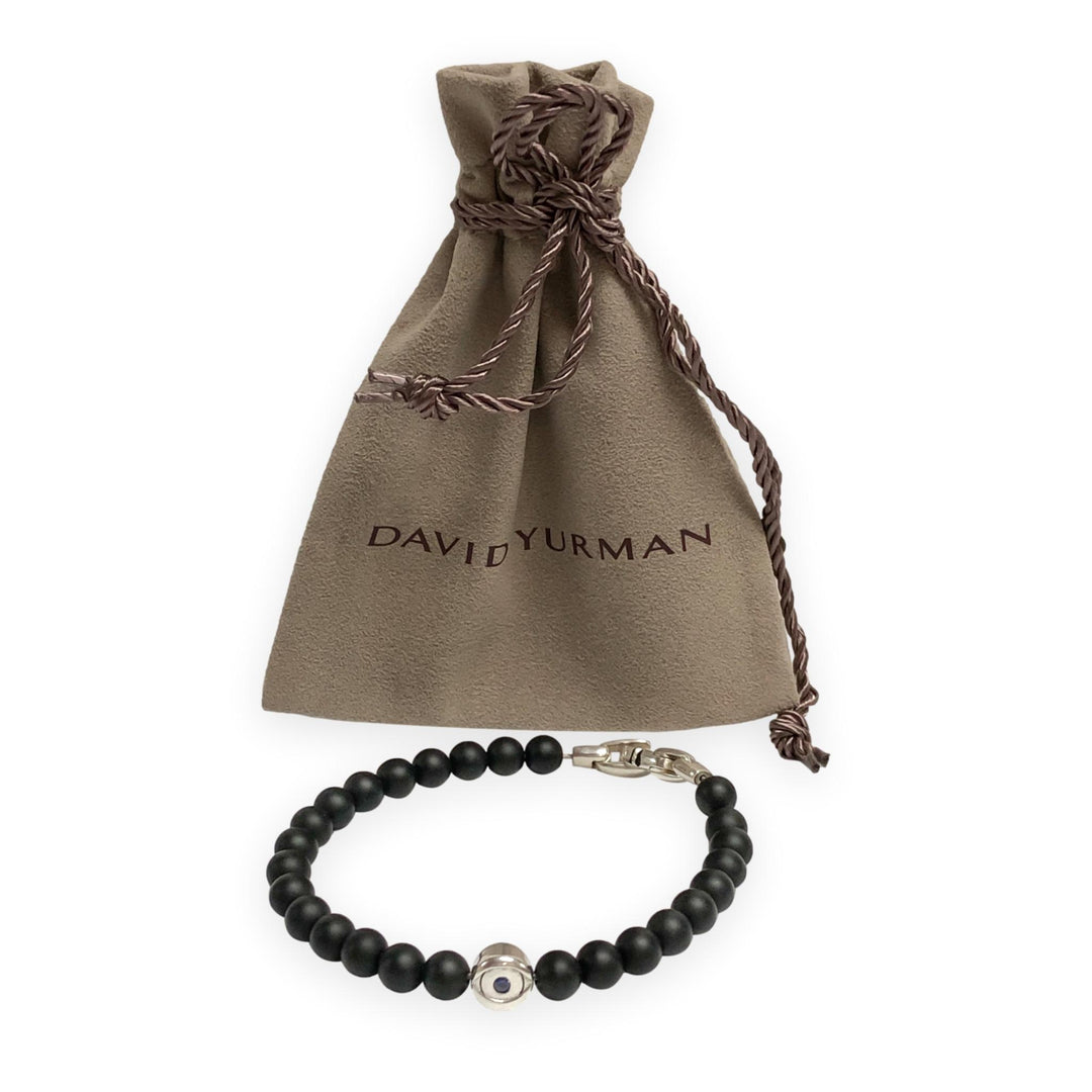 David Yurman Spiritual Beads Evil Eye Sterling Silver Onyx Sapphire Bracelet M
