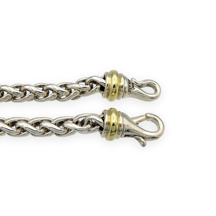 David Yurman Sterling Silver & 14K Yellow Gold 6mm Wheat Chain Necklace, 17”