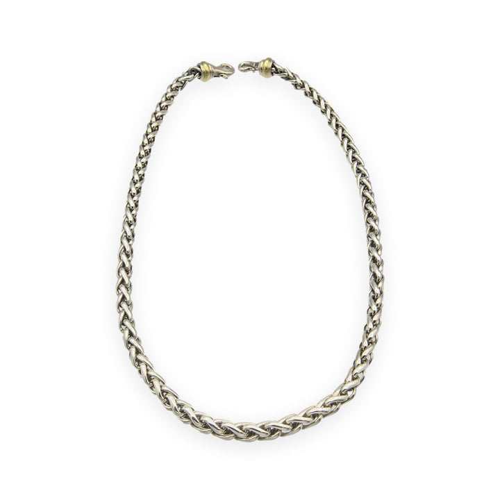 David Yurman Sterling Silver & 14K Yellow Gold 6mm Wheat Chain Necklace, 17”