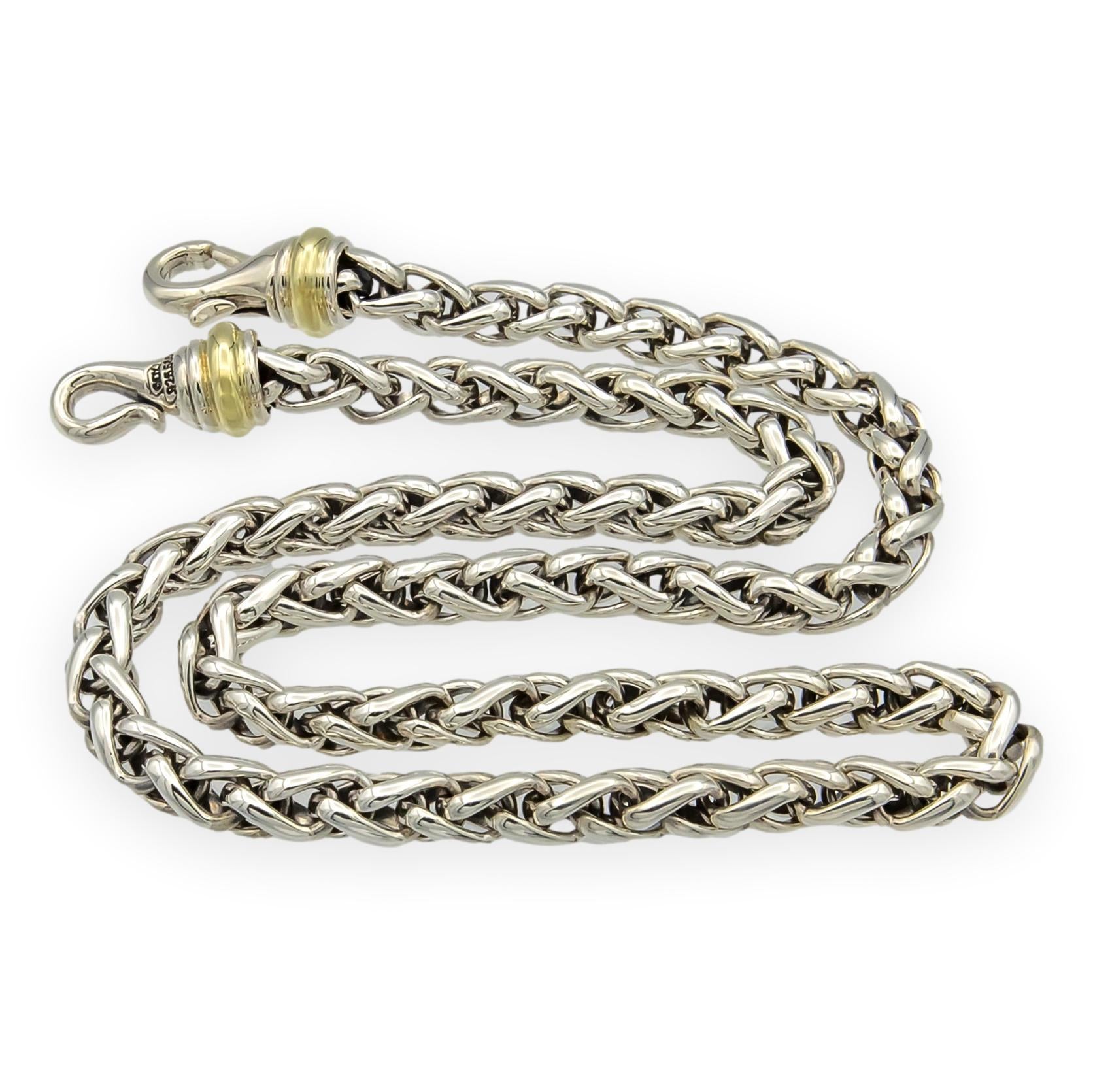 David Yurman Sterling Silver & 14K Yellow Gold 6mm Wheat Chain