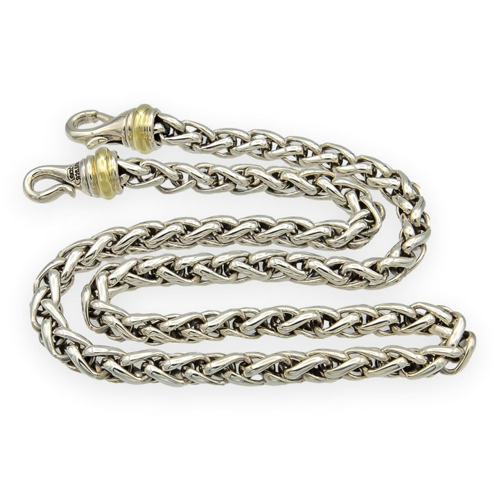 David Yurman Sterling Silver & 14K Yellow Gold 6mm Wheat Chain Necklace, 17”