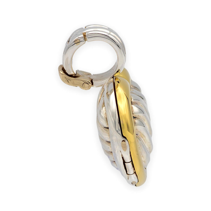 David Yurman Sterling Silver 18K Yellow Gold Cable Heart Locket Pendant 22mm