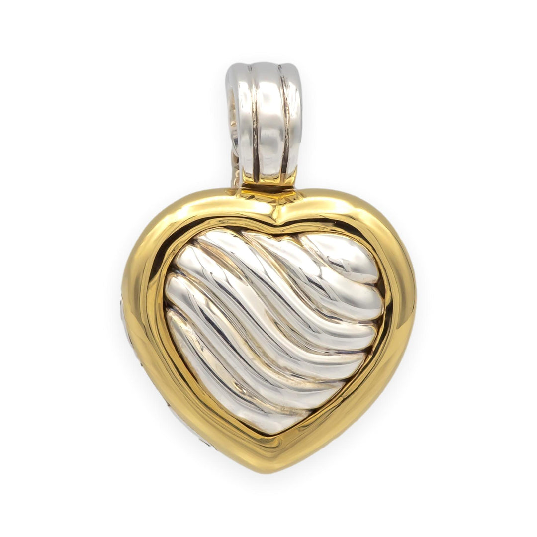 David Yurman Sterling Silver 18K Yellow Gold Cable Heart Locket