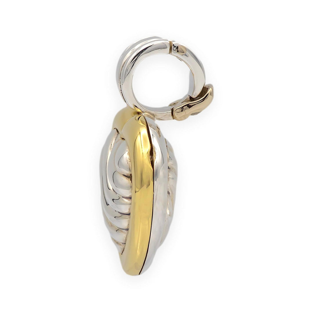 David Yurman Sterling Silver 18K Yellow Gold Cable Heart Locket Pendant 22mm