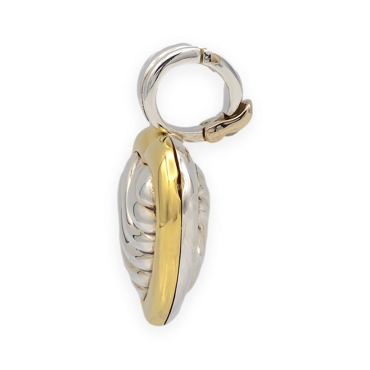 David Yurman Sterling Silver 18K Yellow Gold Cable Heart Locket Pendant 22mm
