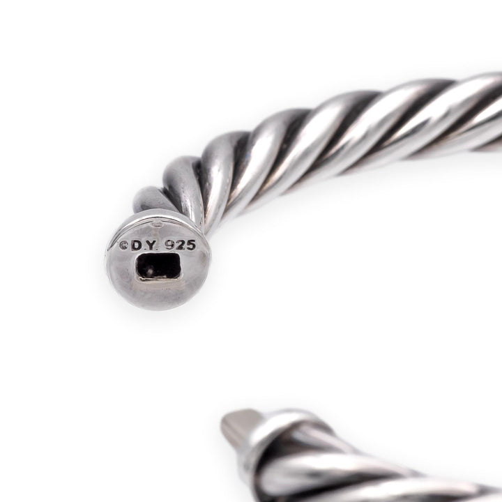 David Yurman Metro Silver 18K Cable Pavé Diamond Station Bracelet 6mm - Medium