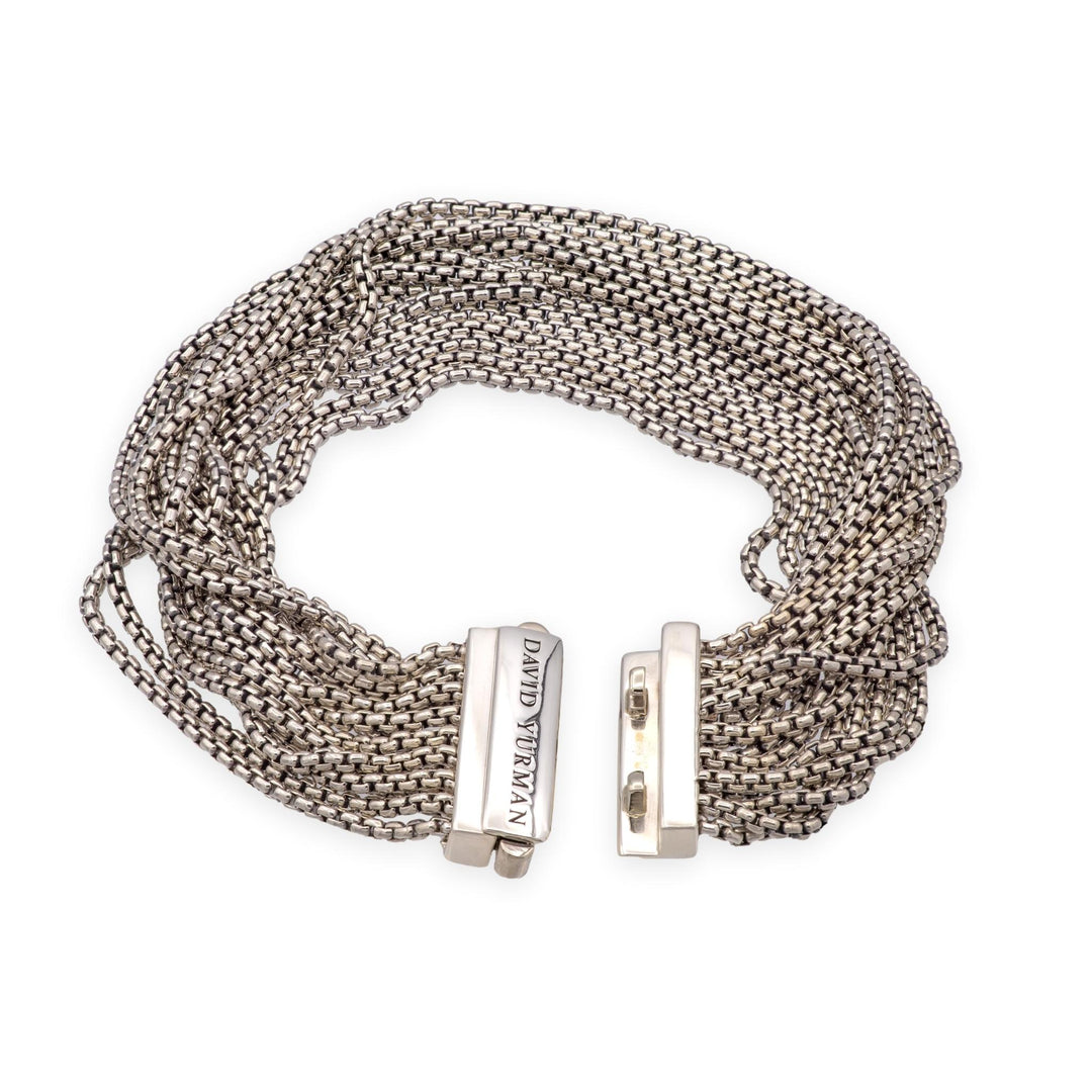 David Yurman Sterling Silver 16-Row Multi-Strand Box Chain Bracelet 21mm 7"