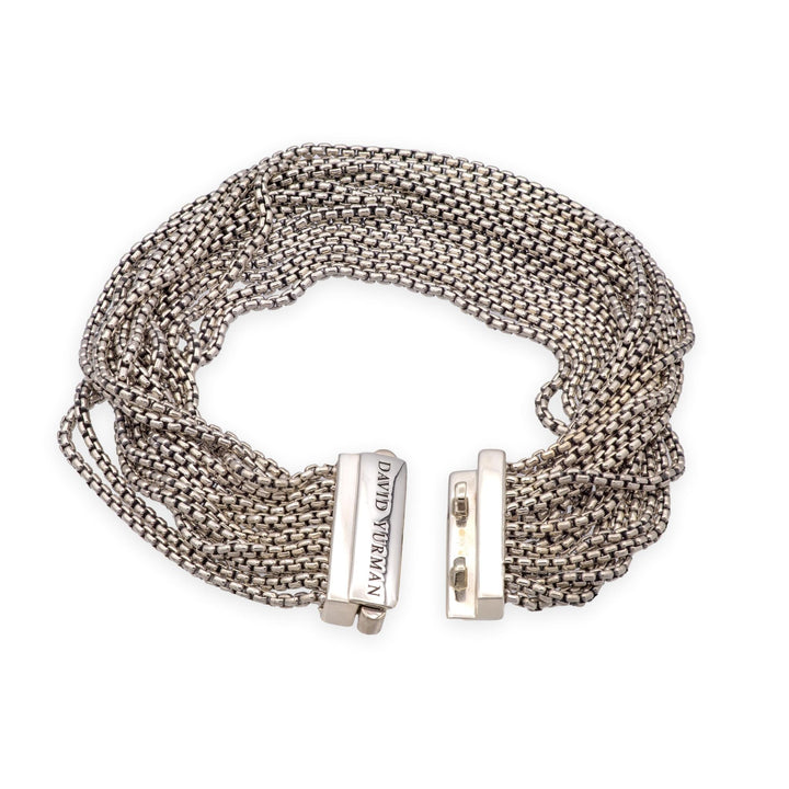 David Yurman Sterling Silver 16-Row Multi-Strand Box Chain Bracelet 21mm 7"