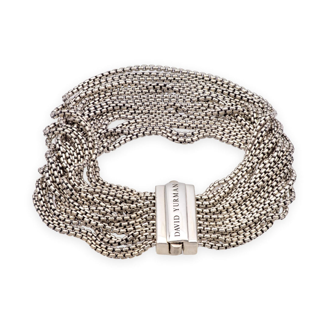 David Yurman Sterling Silver 16-Row Multi-Strand Box Chain Bracelet 21mm 7"