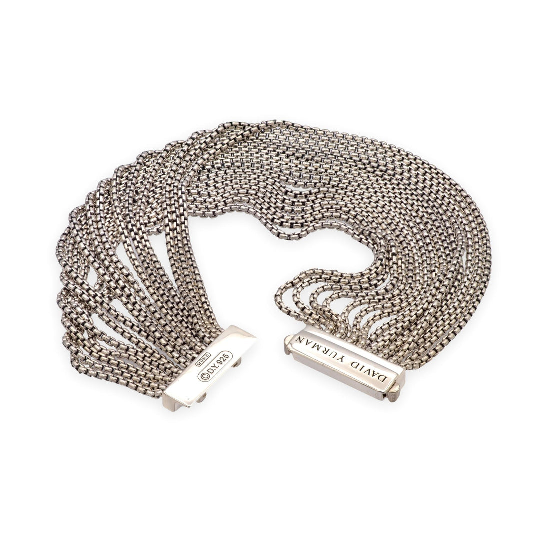 David Yurman Sterling Silver 16-Row Multi-Strand Box Chain Bracelet 21mm 7"