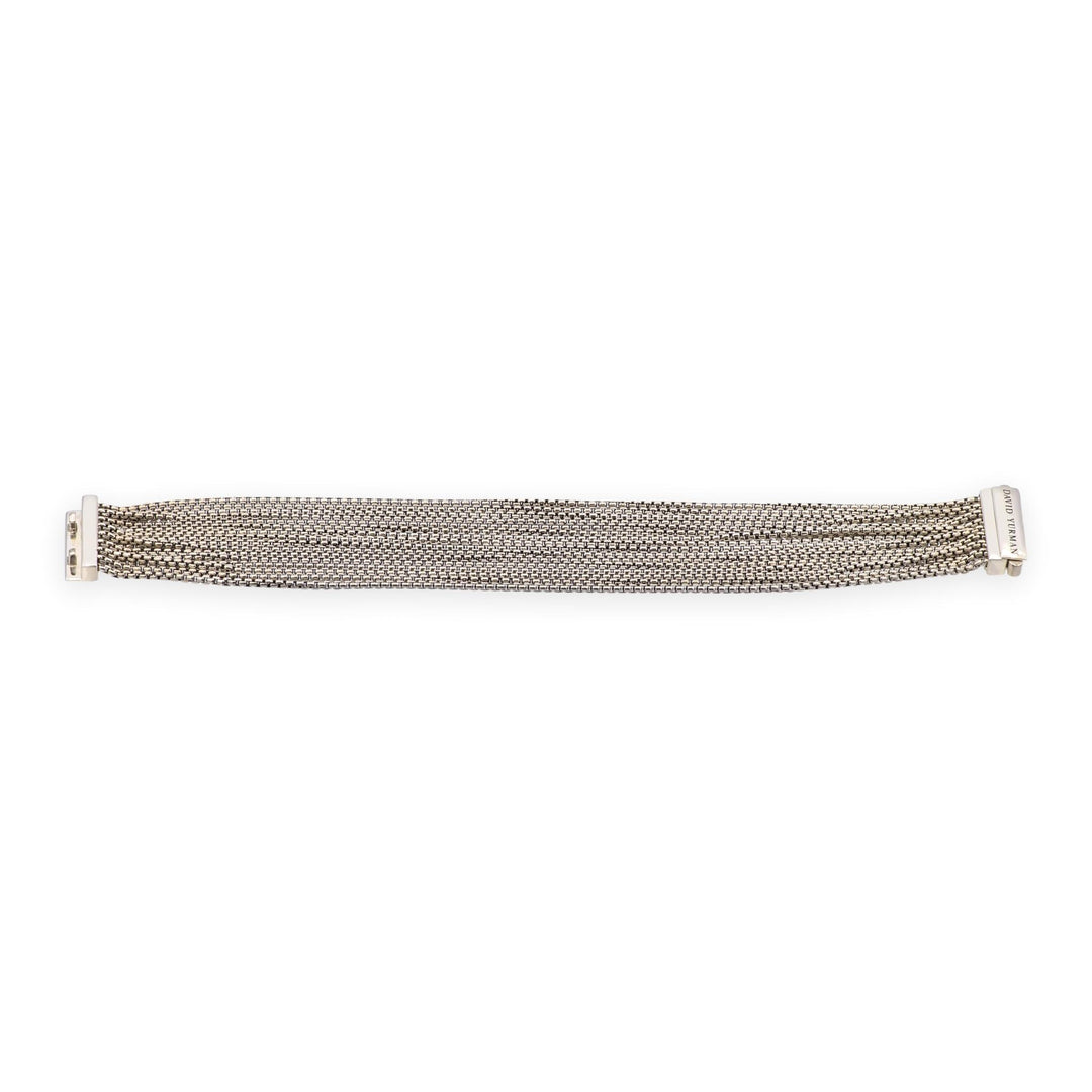 David Yurman Sterling Silver 16-Row Multi-Strand Box Chain Bracelet 21mm 7"