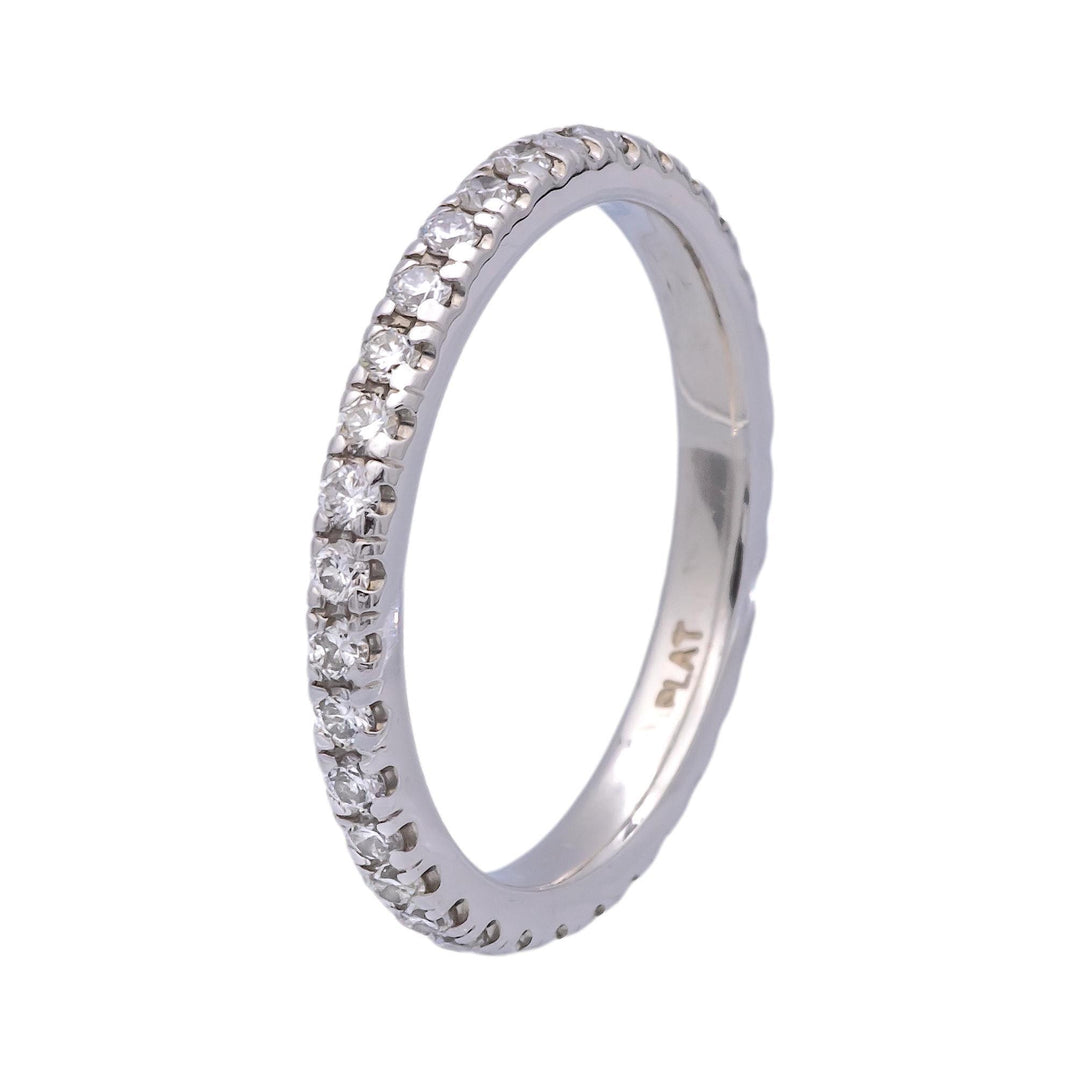 Platinum Full Circle .85ct Round Diamond Wedding Band Ring Size 4.75