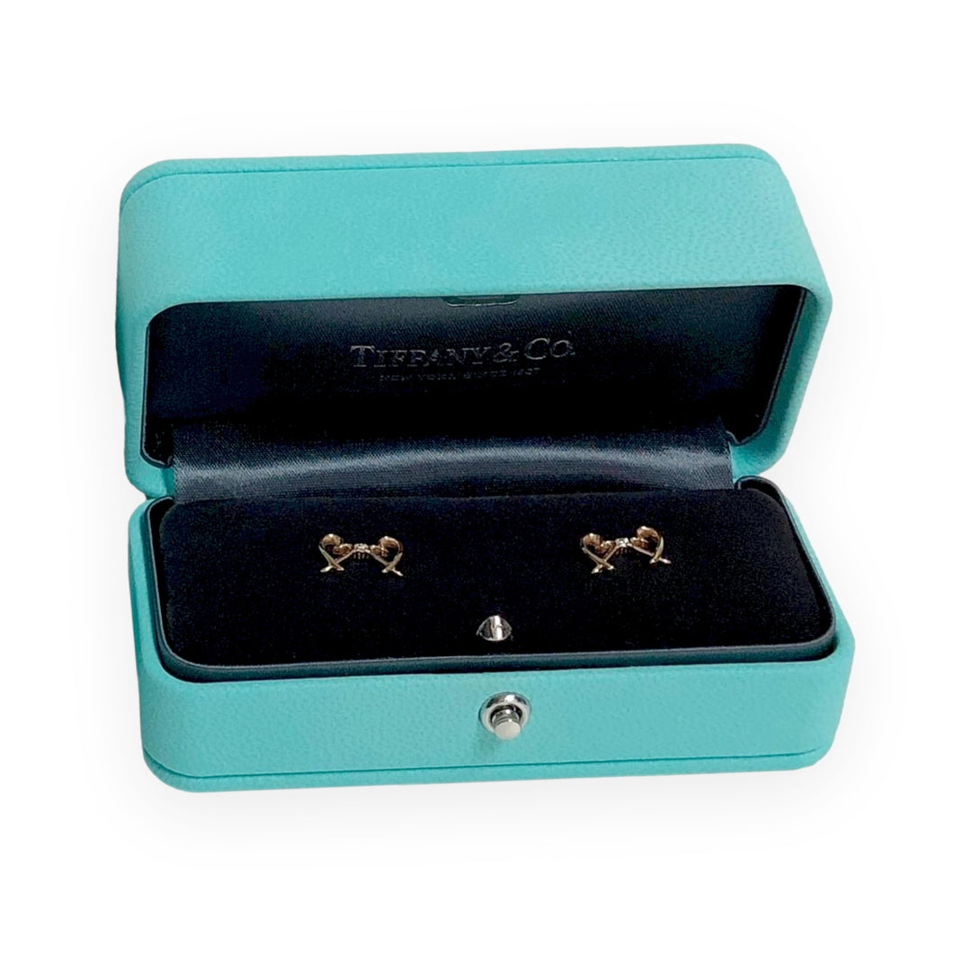 Tiffany and Co. Paloma Picasso Double Loving Heart Studs Earrings With Diamond