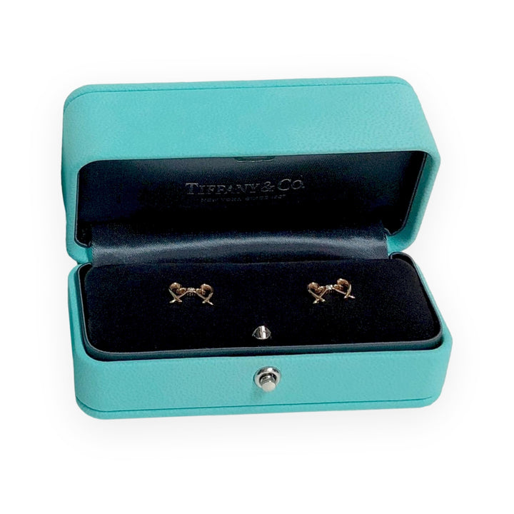 Tiffany and Co. Paloma Picasso Double Loving Heart Studs Earrings With Diamond