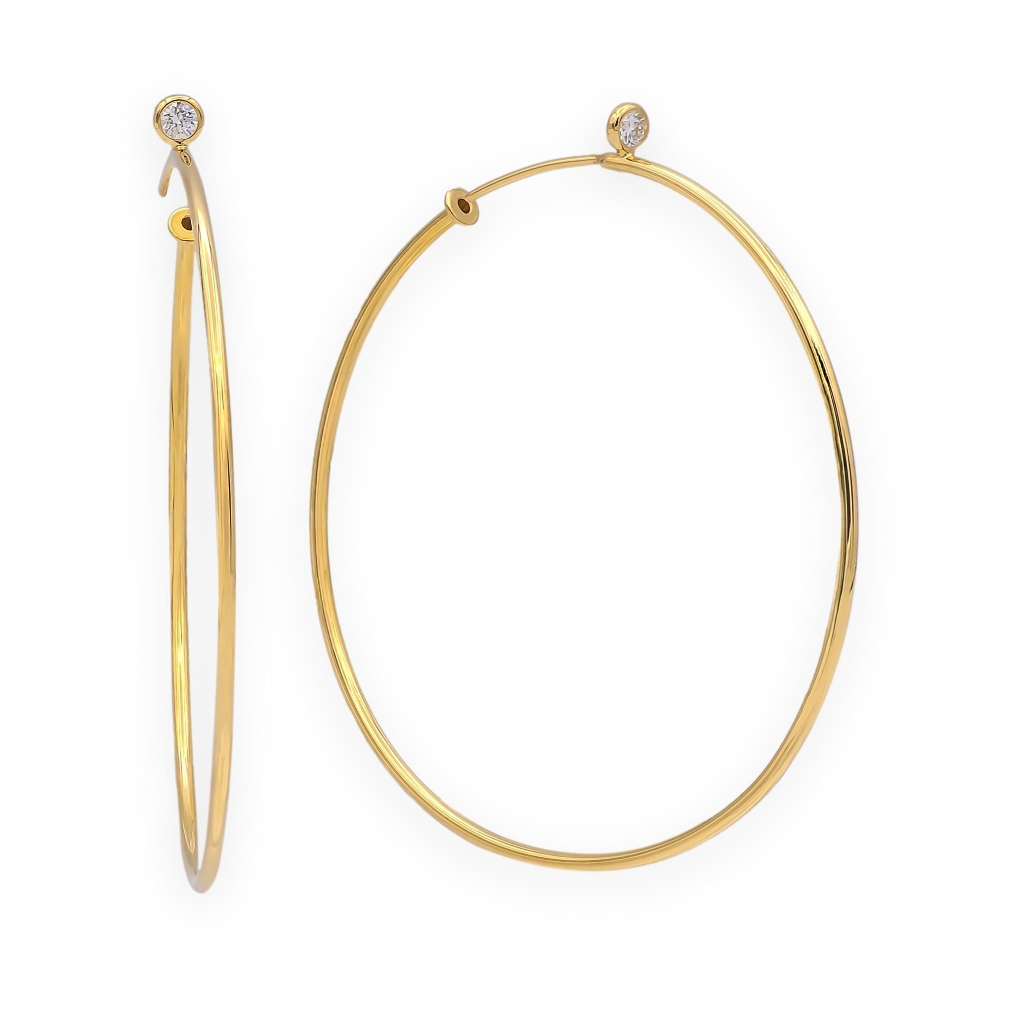 Tiffany & Co. Elsa Peretti 18K Gold Diamond Hoop Earrings 44mm