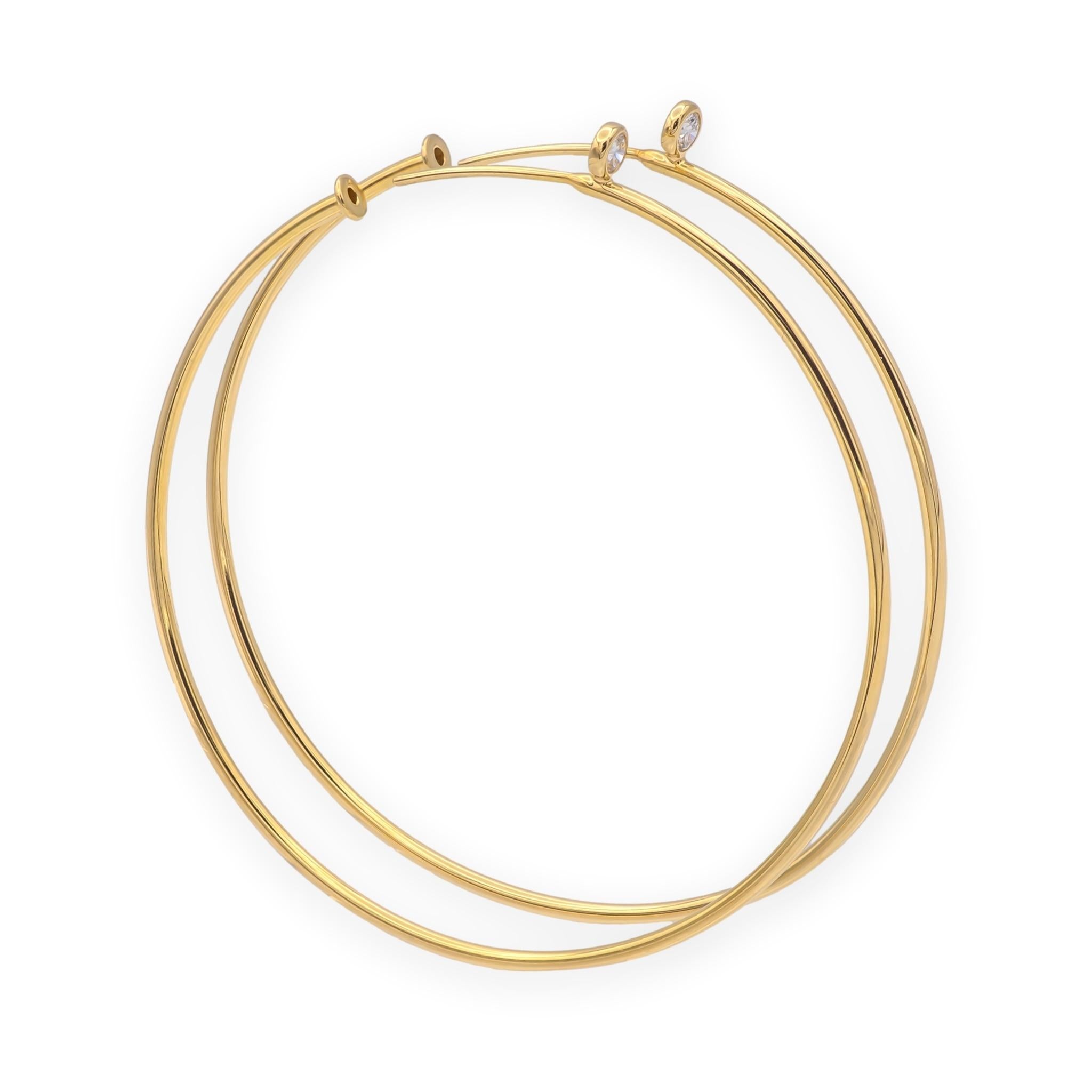 Tiffany & Co. Elsa Peretti 18K Gold Diamond Hoop Earrings 44mm