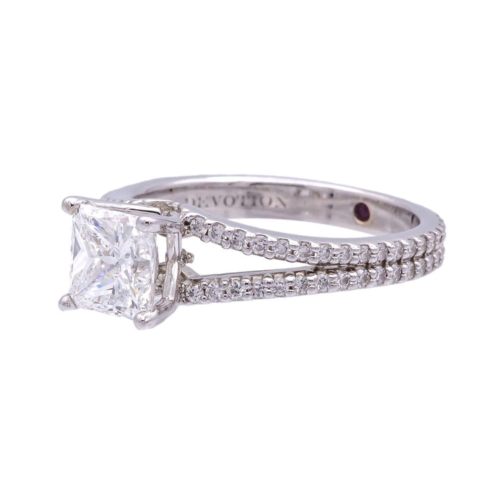 Forevermark Devotion Grace 1.52 Ct EVVS2 Princess Cut Diamond Ring in 18K GIA