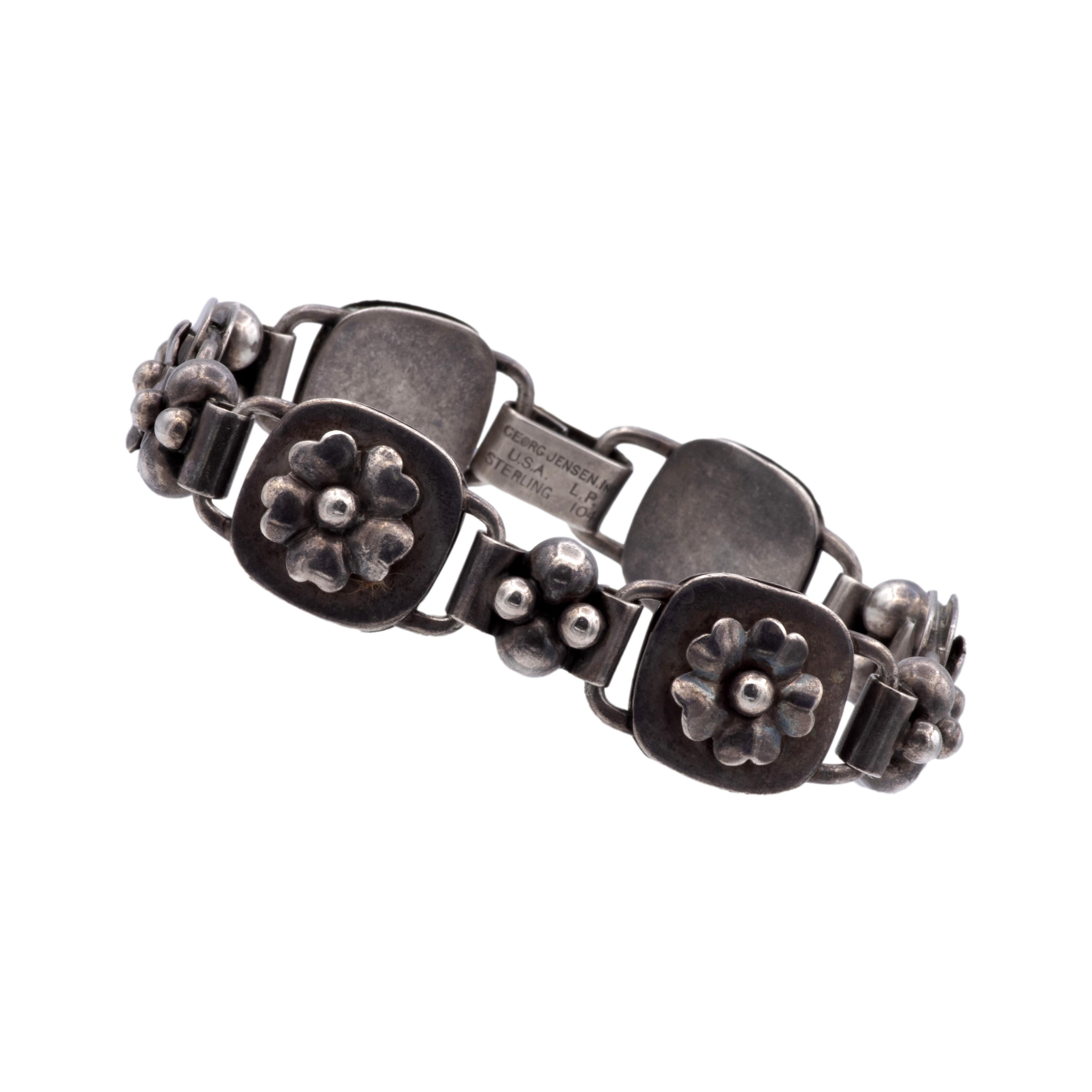 Buy Vintage Georg Jensen Sterling Silver Floral Bracelet Circa