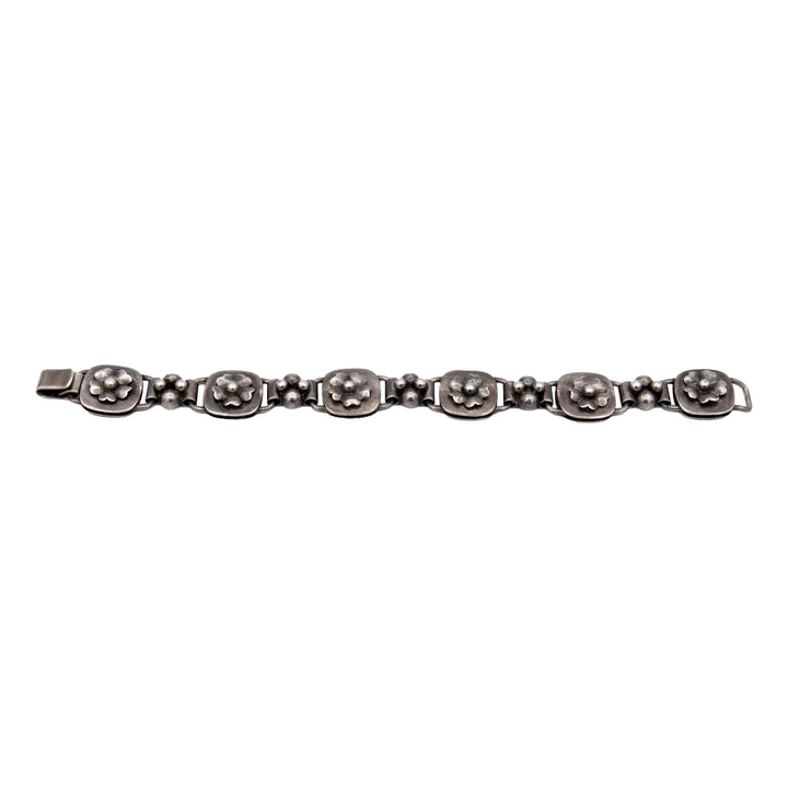 Vintage GEORG JENSEN Sterling Silver Floral Bracelet Circa 1940's