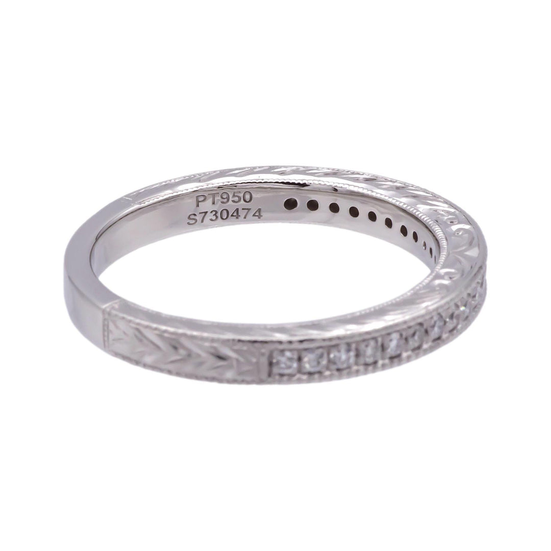 Gabriel & Co. Platinum Milgrain Diamond Band w/ Scrollwork- Victorian Collection