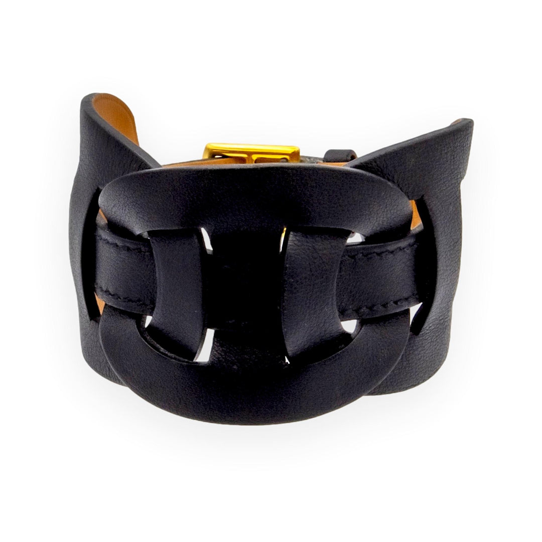 Hermès Fétiche Chaîne d'Ancre Leather Wrap Bracelet in Black Circa 2006