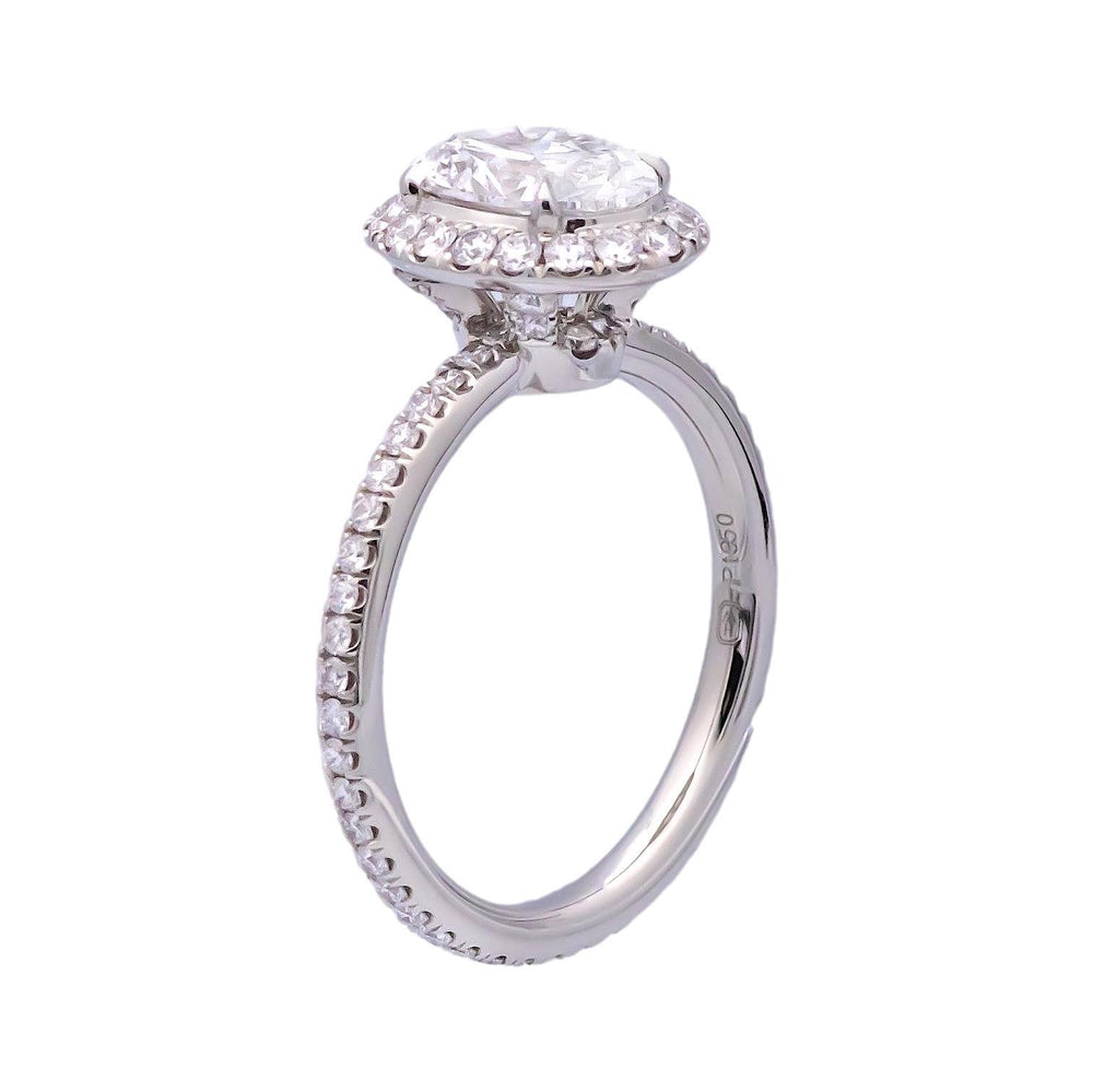 Harry Winston Platinum Halo Oval Diamond 1.54ct TW DVVS1 Engagement Ring