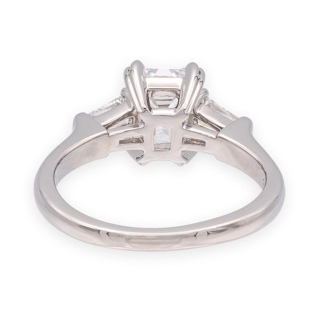 Harry Winston Platinum Emerald Cut Diamond Engagement Ring w/Baguettes 1ct D VS1