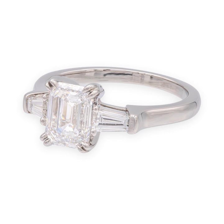 Harry Winston Platinum Emerald Cut Diamond Engagement Ring w/Baguettes 1ct D VS1
