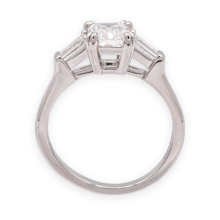Harry Winston Platinum Emerald Cut Diamond Engagement Ring w/Baguettes 1ct D VS1