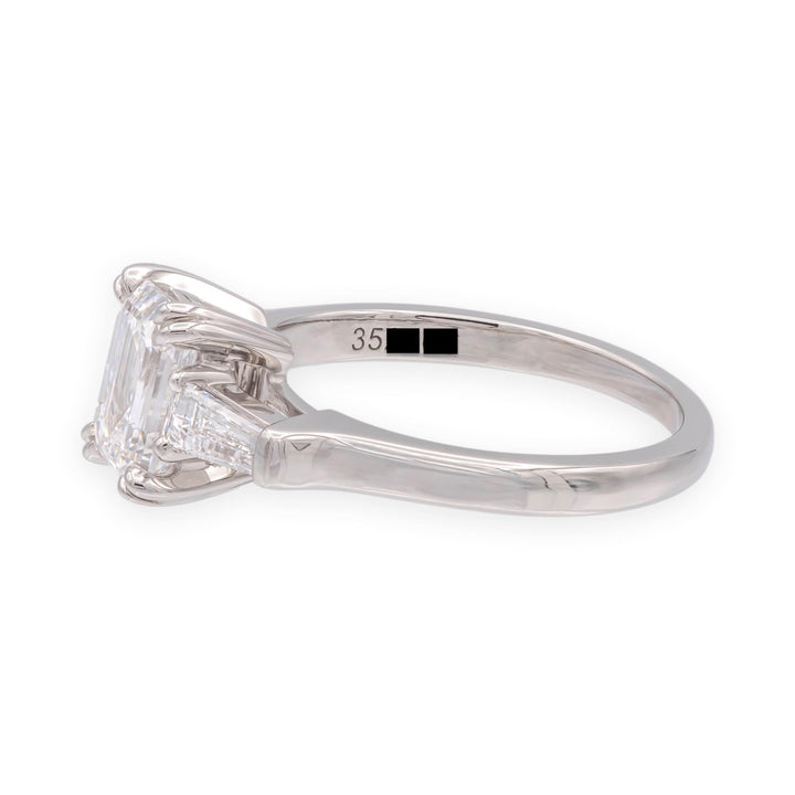 Harry Winston Platinum Emerald Cut Diamond Engagement Ring w/Baguettes 1ct D VS1