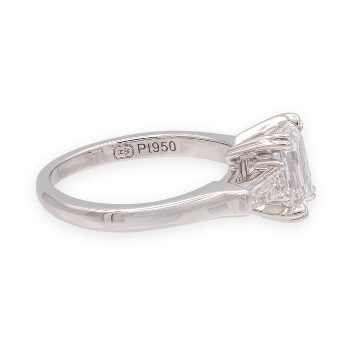 Harry Winston Platinum Emerald Cut Diamond Engagement Ring w/Baguettes 1ct D VS1