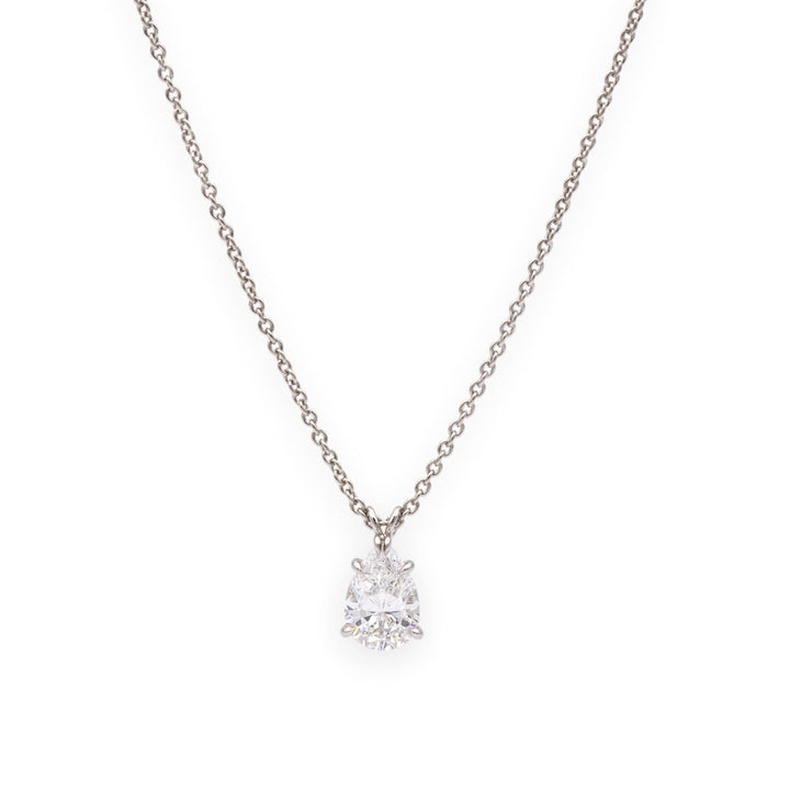 Harry Winston Platinum Pear Shape Diamond Solitaire Pendant Necklace .85ct DVVS2