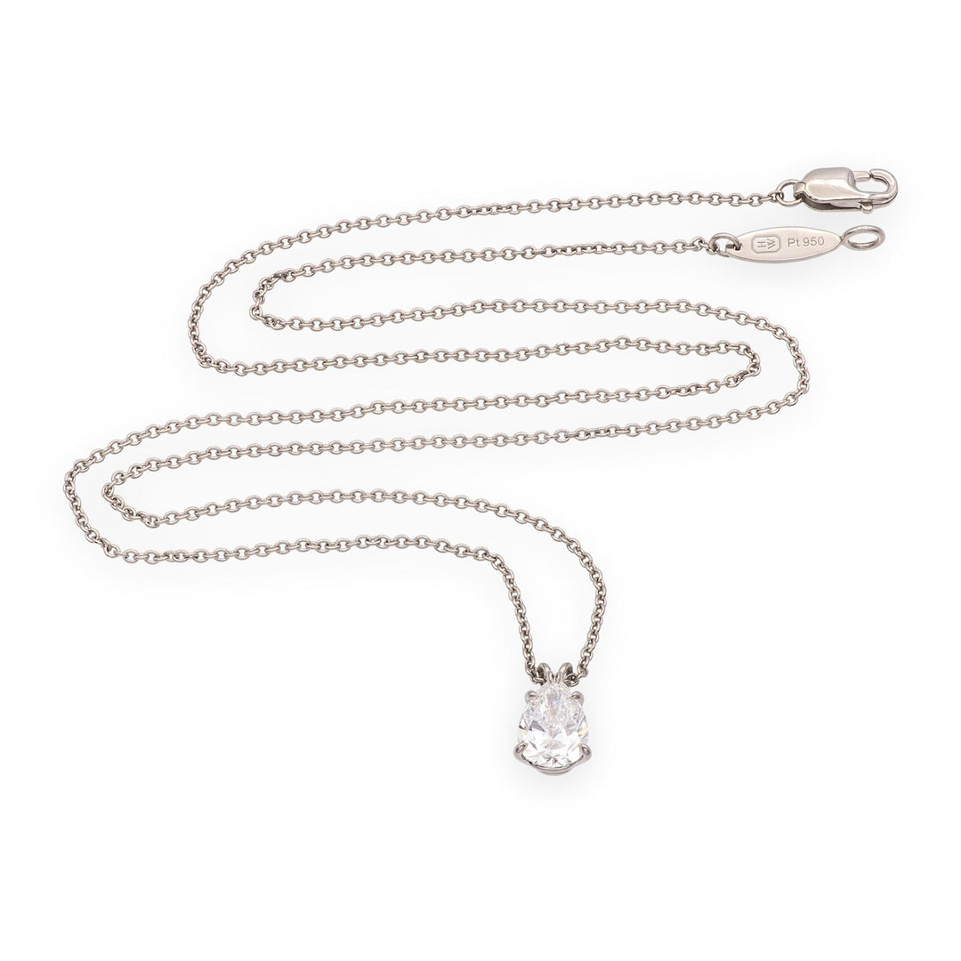 Harry Winston Platinum Pear Shape Diamond Solitaire Pendant Necklace .85ct DVVS2