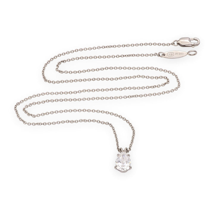 Harry Winston Platinum Pear Shape Diamond Solitaire Pendant Necklace .85ct DVVS2