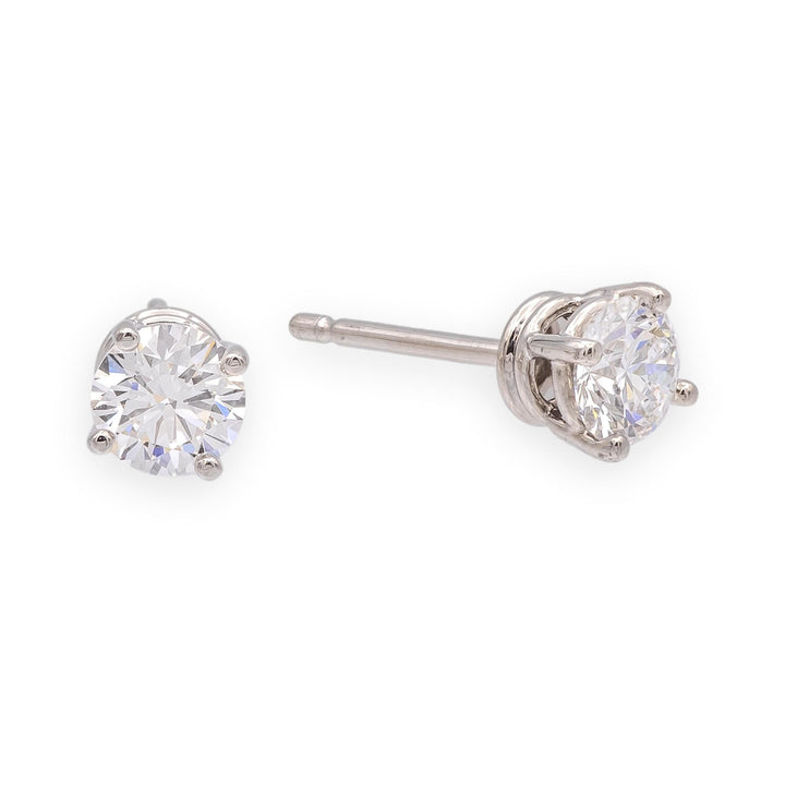 Harry Winston Platinum Diamond Classic Stud Earrings .84ct E VVS Papers and Box