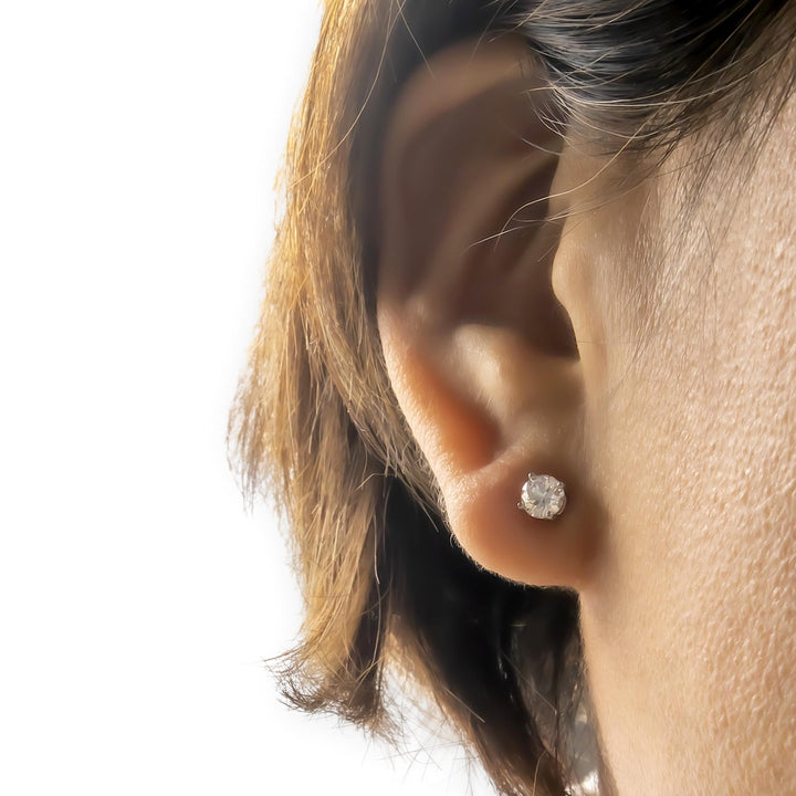 Harry Winston Platinum Diamond Classic Stud Earrings .84ct E VVS Papers and Box