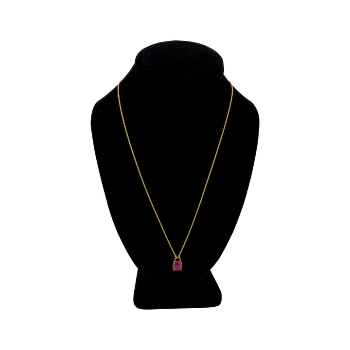 Vintage 22K / 18K Yellow Gold Ruby Pendant Necklace – 24 Inches, Hand-Made